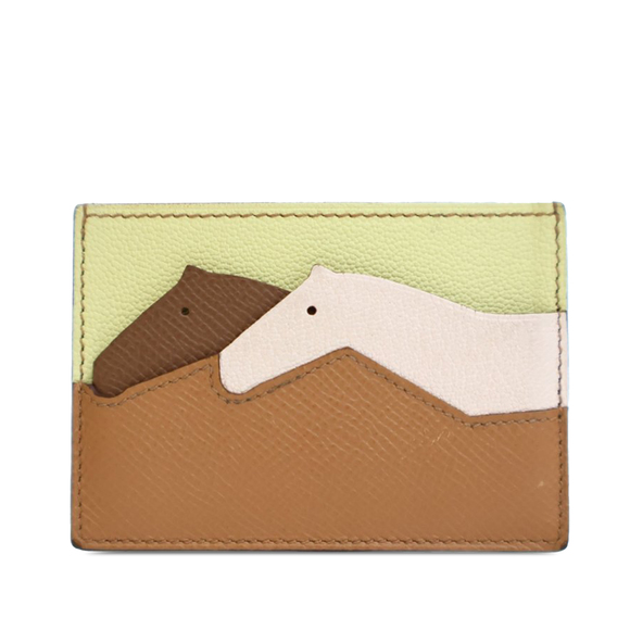 Pre-Loved Hermes Chevre Mysore and Epsom Les Petits Chevaux Card Holder - Picture 1 of 12